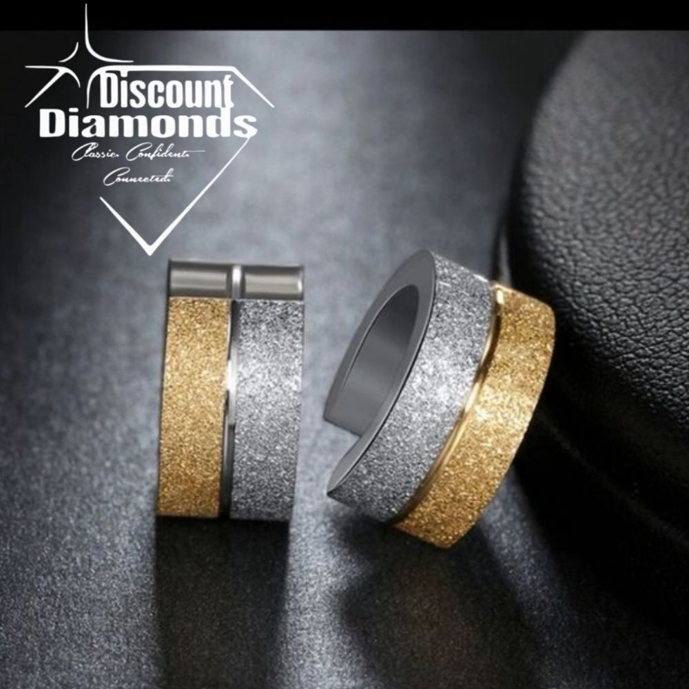 18K Gold and Silver Stainless Steel Frosted Hoop/Huggie …
